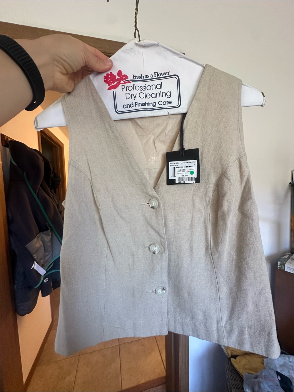 The Normal Brand Sleeveless Button V-Neck Top in Beige